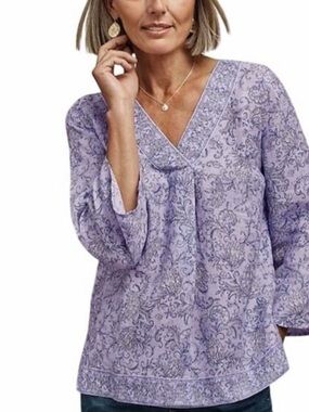 MWT J. Jill linen popover tunic - lavender paisley